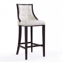 Manhattan Comfort BS007-PW Fifth Avenue 45 in. Pearl White and Walnut Beech Wood Bar Stool